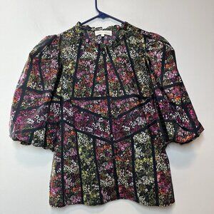 Caballero Collection Celeste Blouse in Floral Garden Puff Sleeve Size Small